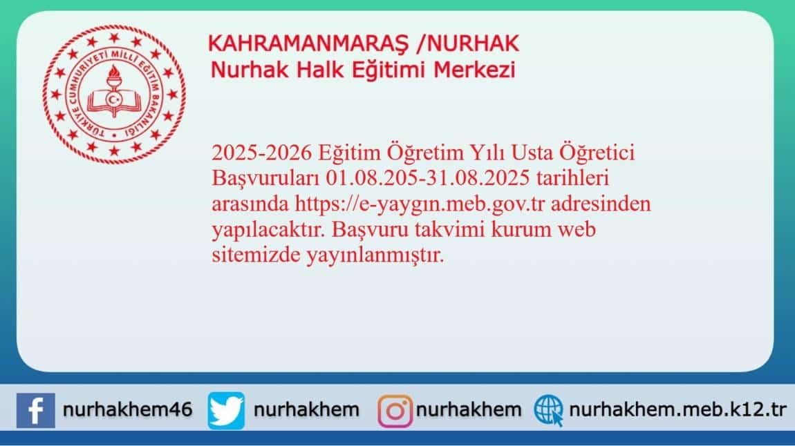 2025-2026 EĞİTİM ÖĞRETİM YILI ÜCRETLİ USTA ÖĞRETİCİ BAŞVURU İŞLEMLERİ